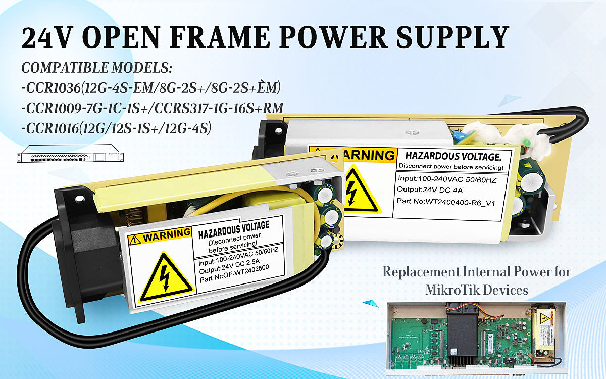 PS24V96W-OPF 24V 4A Internal Power Supply Replacement Power for MikroTik CCR1016 and CCR1036 Series Routers Devices