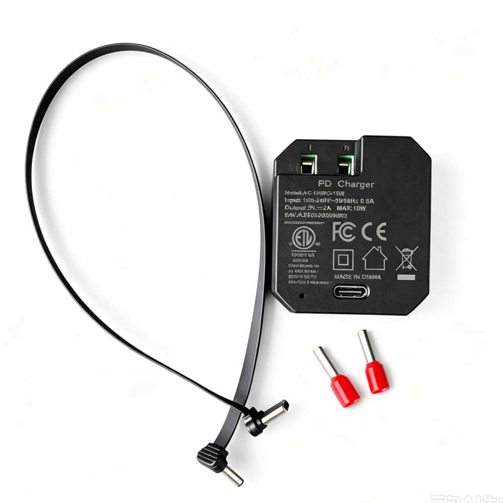 AC-USBC-10W In-Wall USB-C Power Adapter, 100–240V AC Input, 5V/2A 10W Output, Compact Concealed Power Supply for Wall-Mounted Tablets and Smart Home Panels