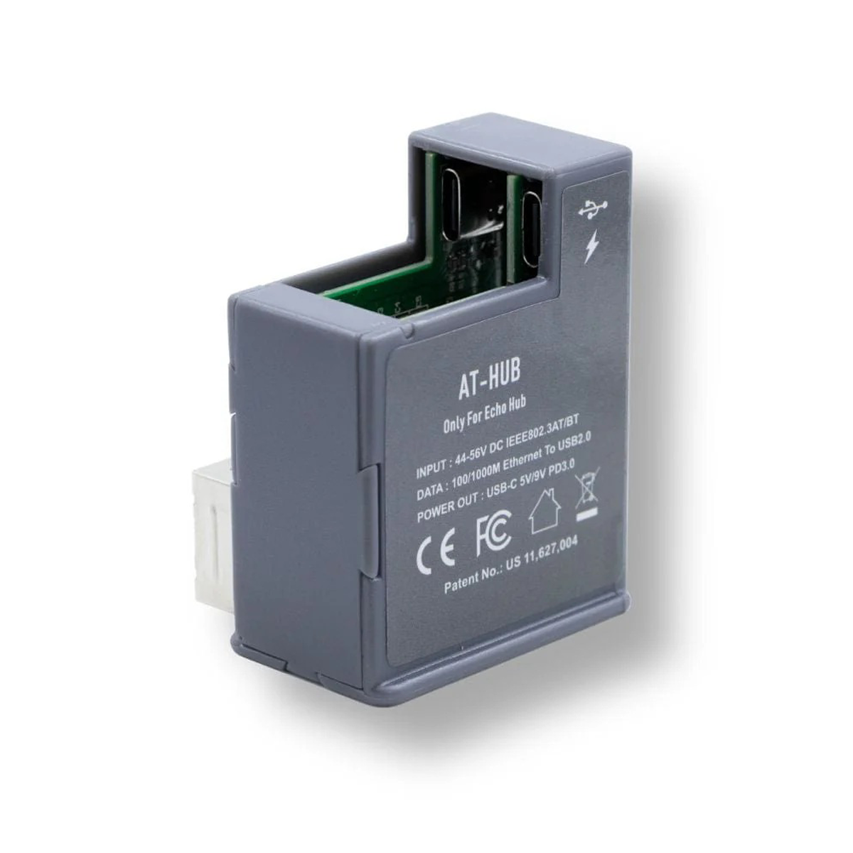 AT-Hub In-wall 25W PoE+ to USB-C Power and Data Delivery for Amazon Echo Hub IEEE 802.3at PoE+ Convert to 5V/9V 25W Power and USB 2.0 Data