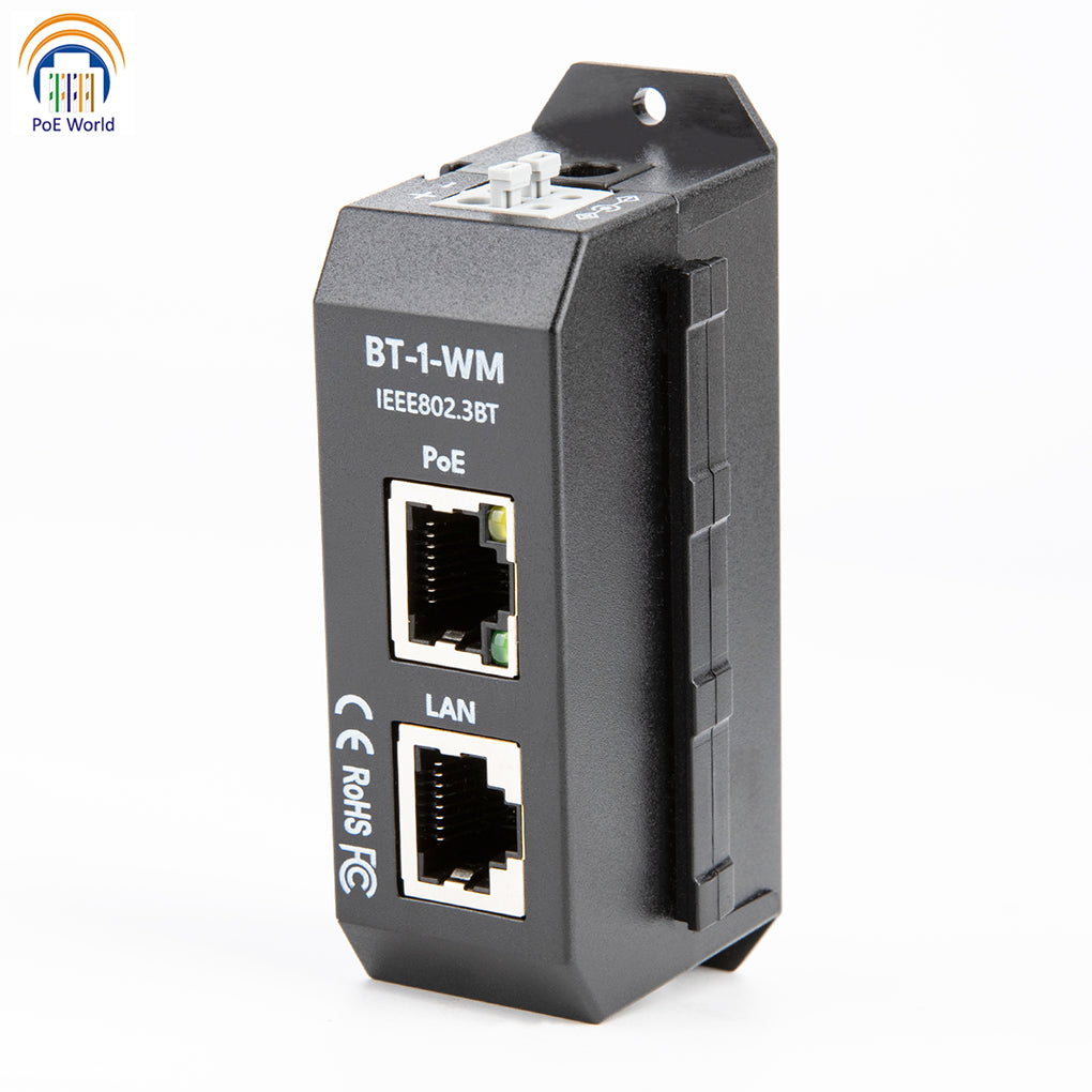 BT-1-WM Single Port Gigabit PoE Injector Auto Negotiation POE++ 802.3a –  poe-world