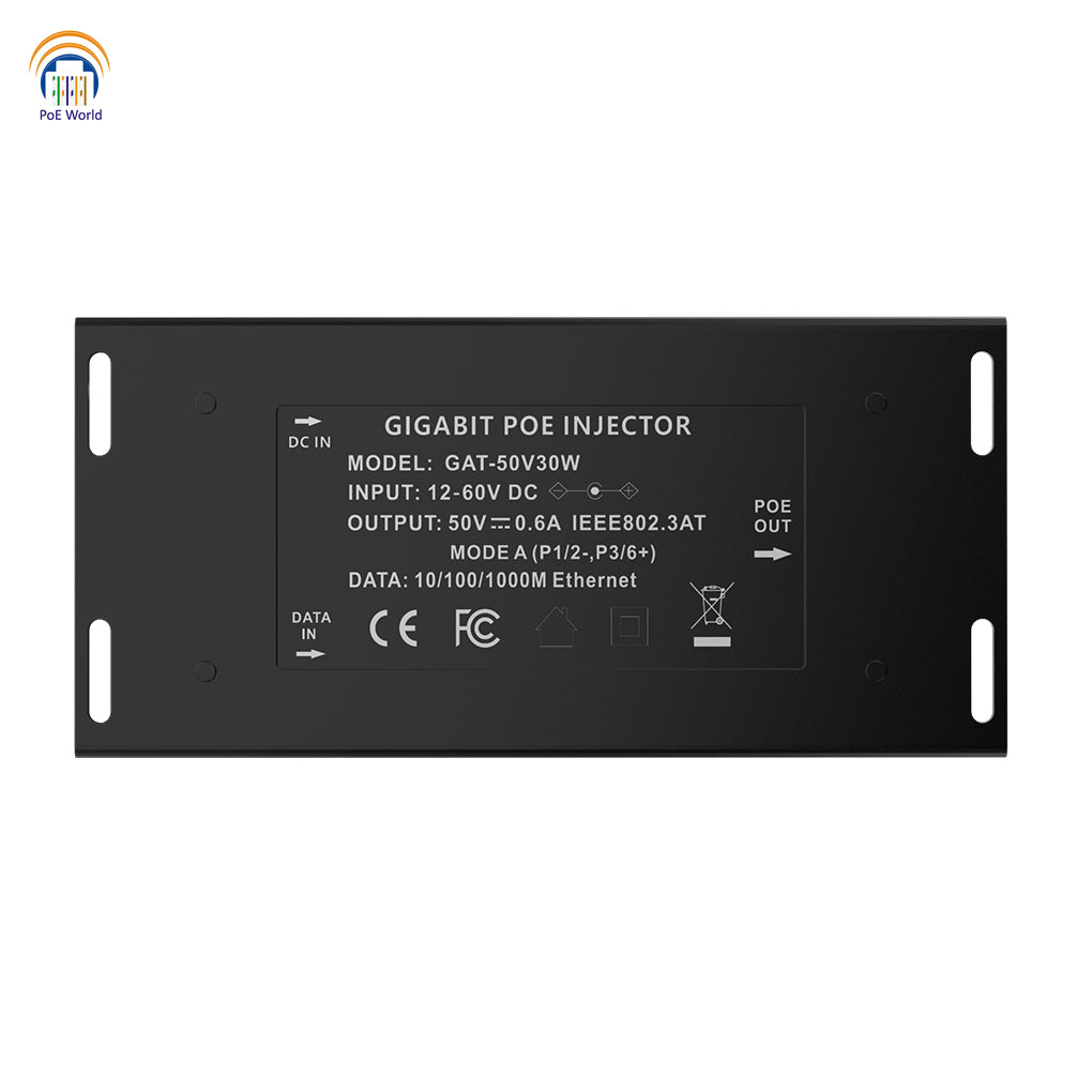 New Arrival ! GAT-50V30W Active POE Injector Converter for 12 Volt and Solar to 802.3at POE Conversions with Gigabit Ethernet, 30W Max Output