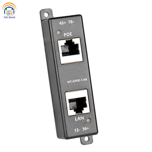 GPOE-1-AB 802.3af Passive PoE Injector 4 Pair PoE Single Port Gigabit Mode A/B Patch Panel, Power Over Ethernet Injector Splitter