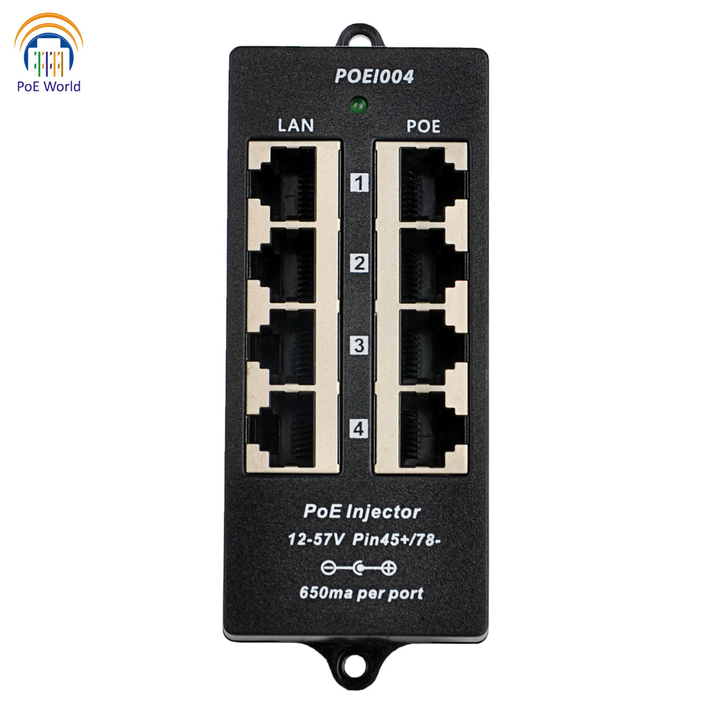 POE-4 PoE Injector 4 Port Passive Mode B Power Over Ethernet Injector - Power Adapter Not Included