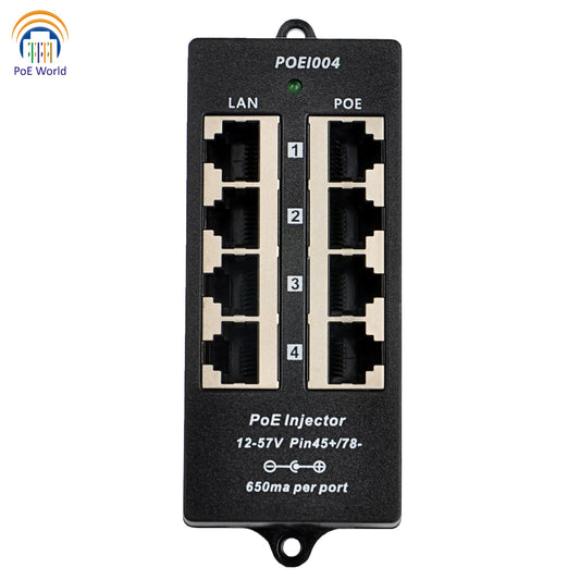 POE-4 PoE Injector 4 Port Passive Mode B Power Over Ethernet Injector - Power Adapter Not Included