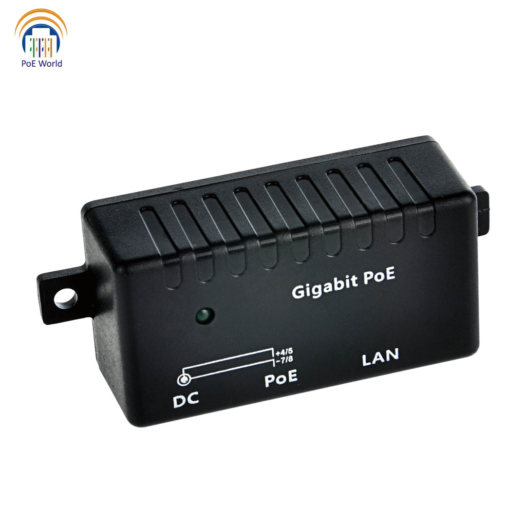 GPOE-1-WM-48V15W 1 Port Gigabit POE Injector with 48 Volt 15 Watt Power Supply Output, Mode B Passive POE