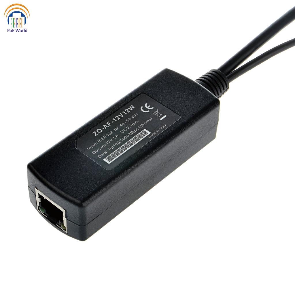 GAF-12v12w 12 Volt 12 Watt Gigabit PoE Splitter, 802.3af Gigabit Poe Splitter with 12V Output for Non-poe Camera PoE Separator for any 12V Devices