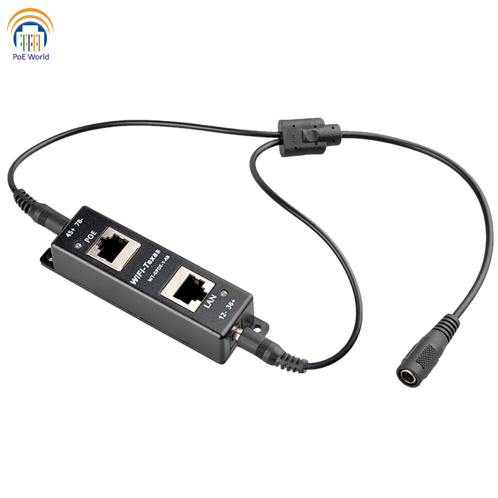 GPOE-1-AB-48v60w Gigabit 1 Port PoE Injector with 48 Volt Power Supply, Passive POE+802.3at For PTZ Camera or Other High Powered Devices, Up to 60 Watt Max Output