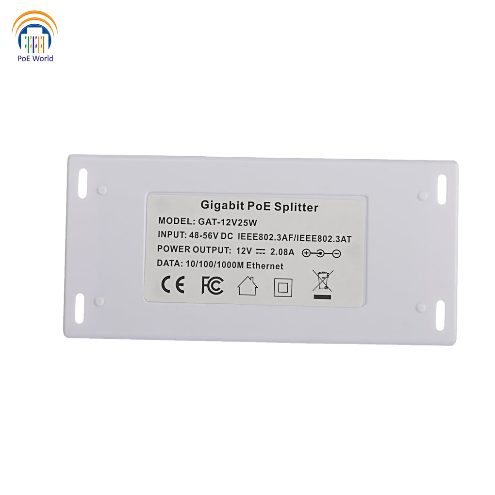 GAT-12v25w Gigabit PoE Splitter 1000Mbps Ethernet Speed Power Over Ethernet Splitter with 12 Volt 25 Watt Output for 12V Non-poe Devices