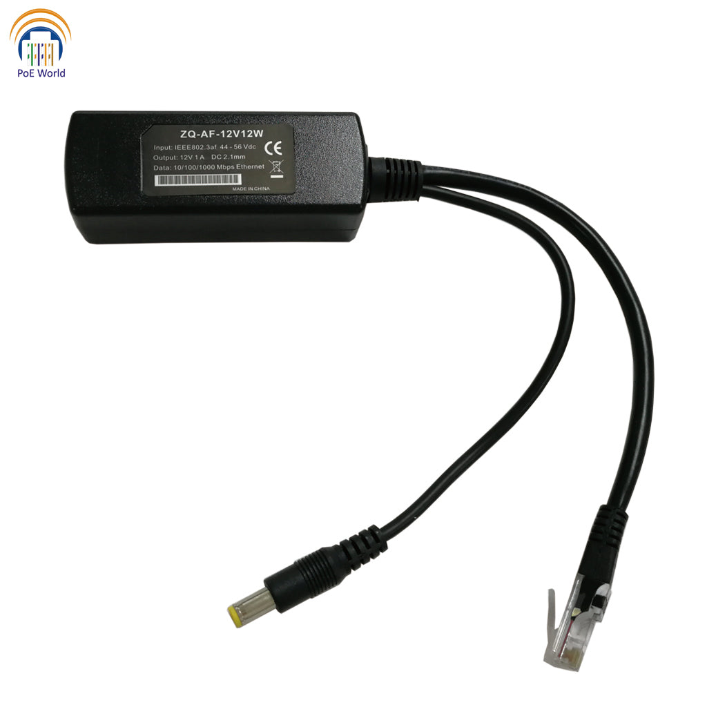 GAF-12v12w 12 Volt 12 Watt Gigabit PoE Splitter, 802.3af Gigabit Poe Splitter with 12V Output for Non-poe Camera PoE Separator for any 12V Devices