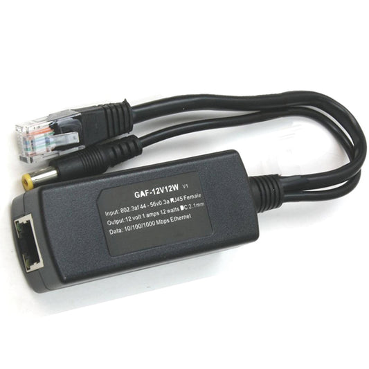 GAF-12v12w 12 Volt 12 Watt Gigabit PoE Splitter, 802.3af Gigabit Poe Splitter with 12V Output for Non-poe Camera PoE Separator for any 12V Devices