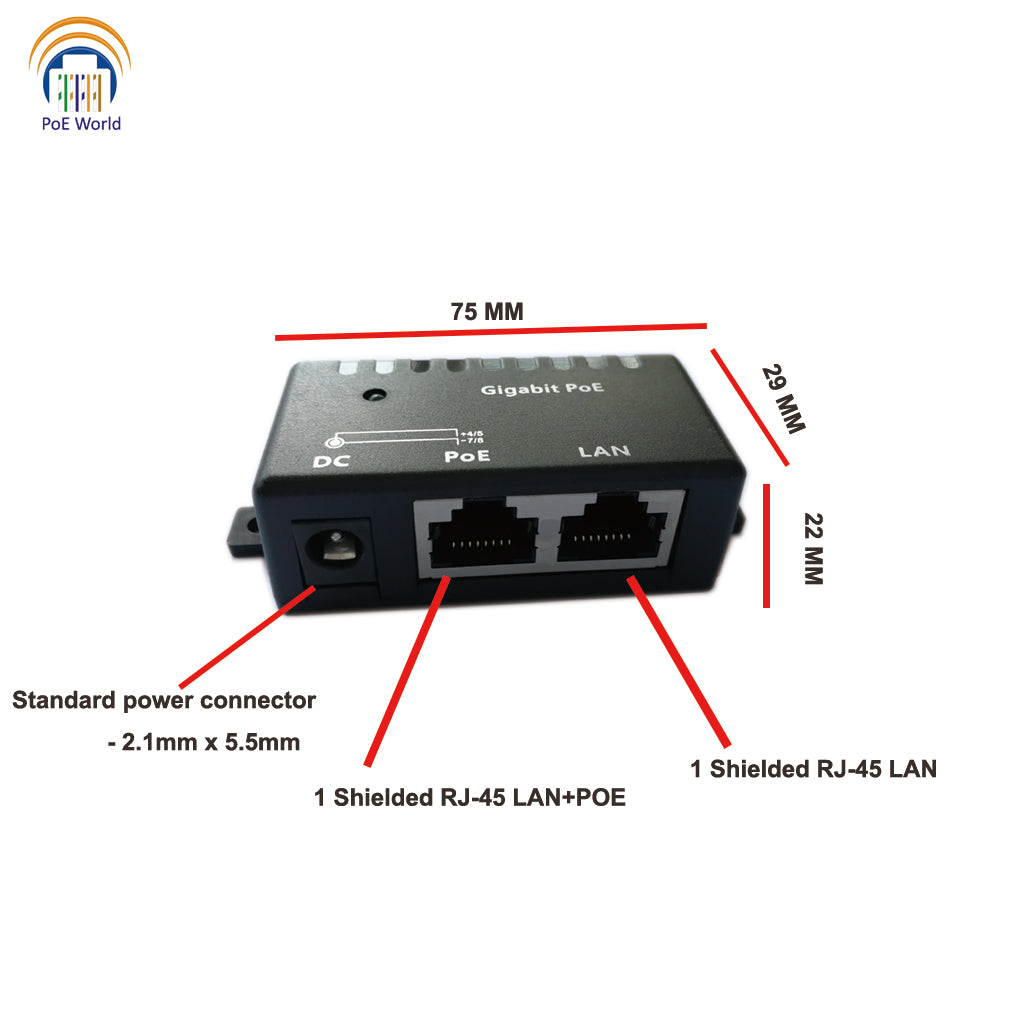 GPOE-1-WM-48V15W 1 Port Gigabit POE Injector with 48 Volt 15 Watt Power Supply Output, Mode B Passive POE