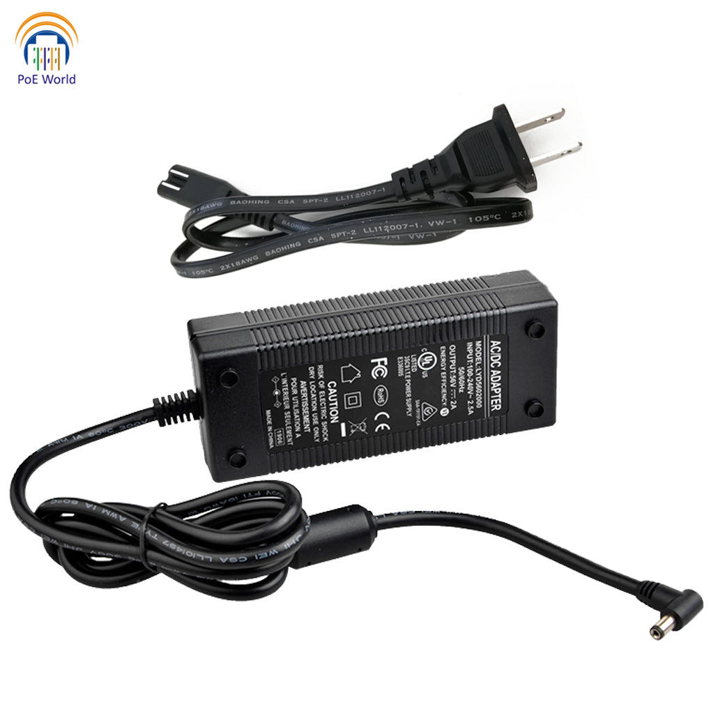 GAT-8-56v120w 802.3at Gigabit PoE+ Injector with 56 Volt 120 Watt Power Adapter Kits Active Mode A PoE Operation Up to 30 Watt Output
