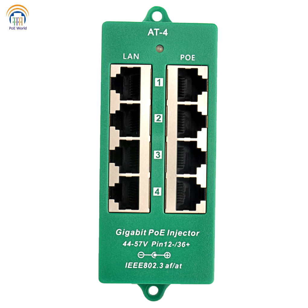 AT-4 Active Gigabit PoE+ Injector IEEE802.3at Mode A Power Over Ethernet Injector -Not Include Power Supply