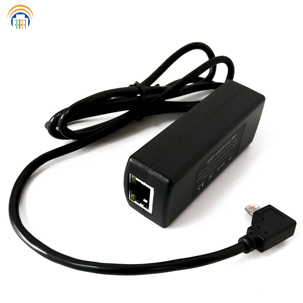 GAF-Lightning-PD 802.3af PoE to 5V10W Delivery Power and Ethernet for Conference Rooms Mounted Tablets IPAD devices