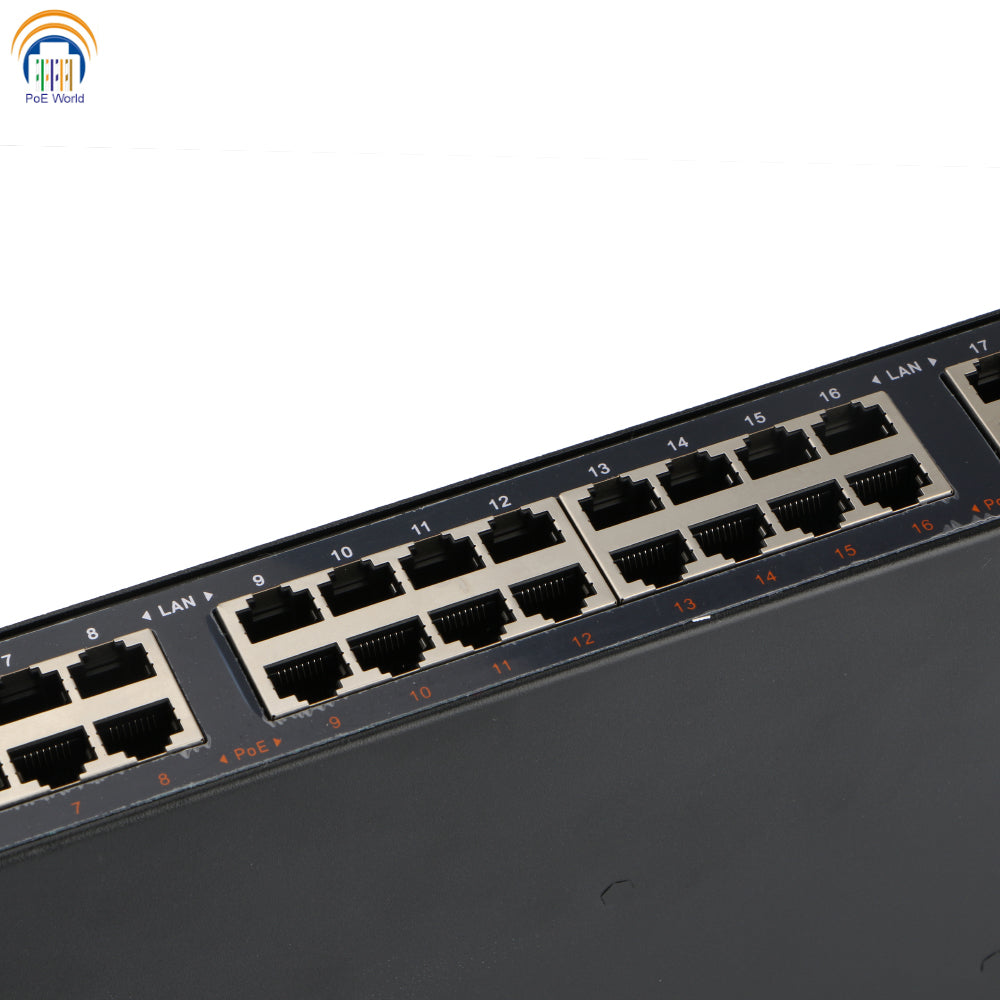 GBT-24-M Managed PoE Injector Gigabit Data Speed 24 Port Mid-Span Injector Support IEEE 802.3 Bt 80W Output Per Port OLED Dispaly Passive Active configuration