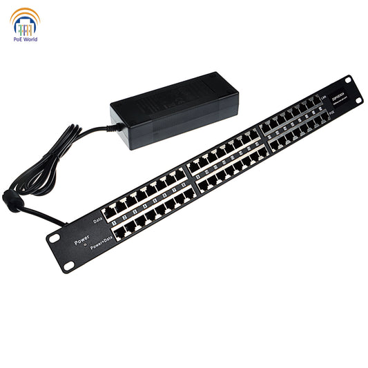 24 Port PoE Injector with 120 Watt Power Supply Kits Passive 24 Volt 48Volt Midspan Injector Mode B Operation