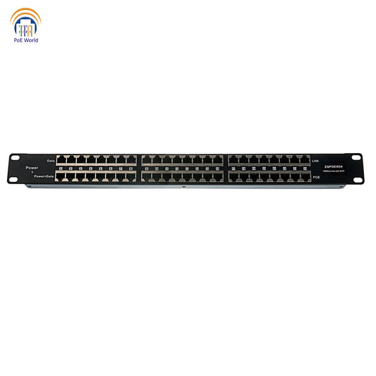 POE-24-1U 24 Port Passive PoE Injector 100mbps Data Speed Mode B Operation 12-56V Power Input - Power Supply Not Included