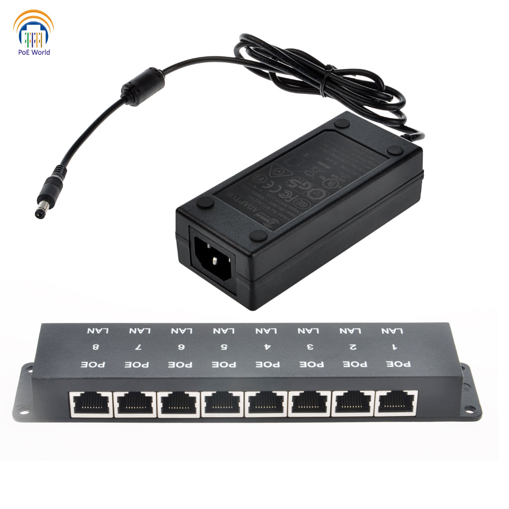 PoE World PoE Injector 8 Port Power Over Ethernet Injector for Passive  Device 8 LAN+PoE Port 10/100 Data rate for IP Camera, VOIP, Wall