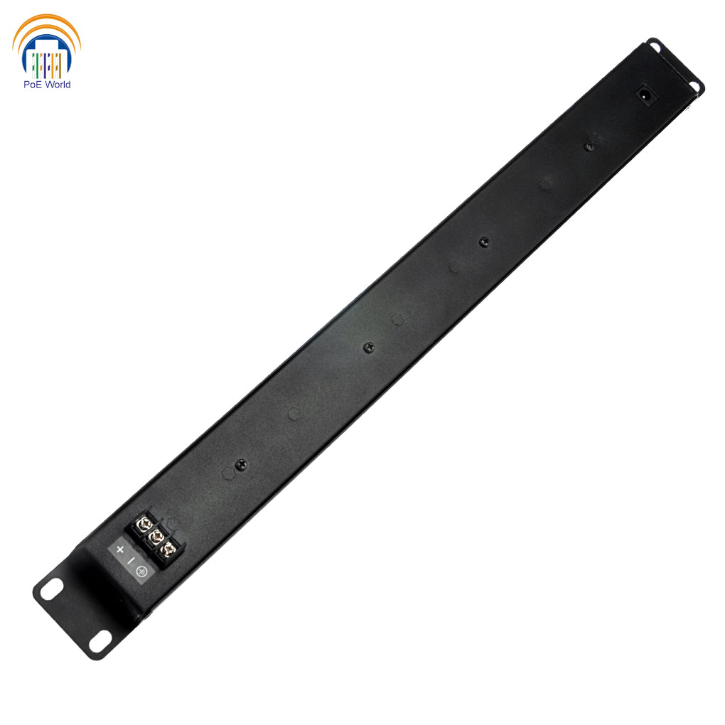 16 Port Passive PoE Injector Rack Mount Midspan Patch Panel With 24 Volt 48 Volt Power Supply for Option, Power Up to 16pcs PoE Cameras