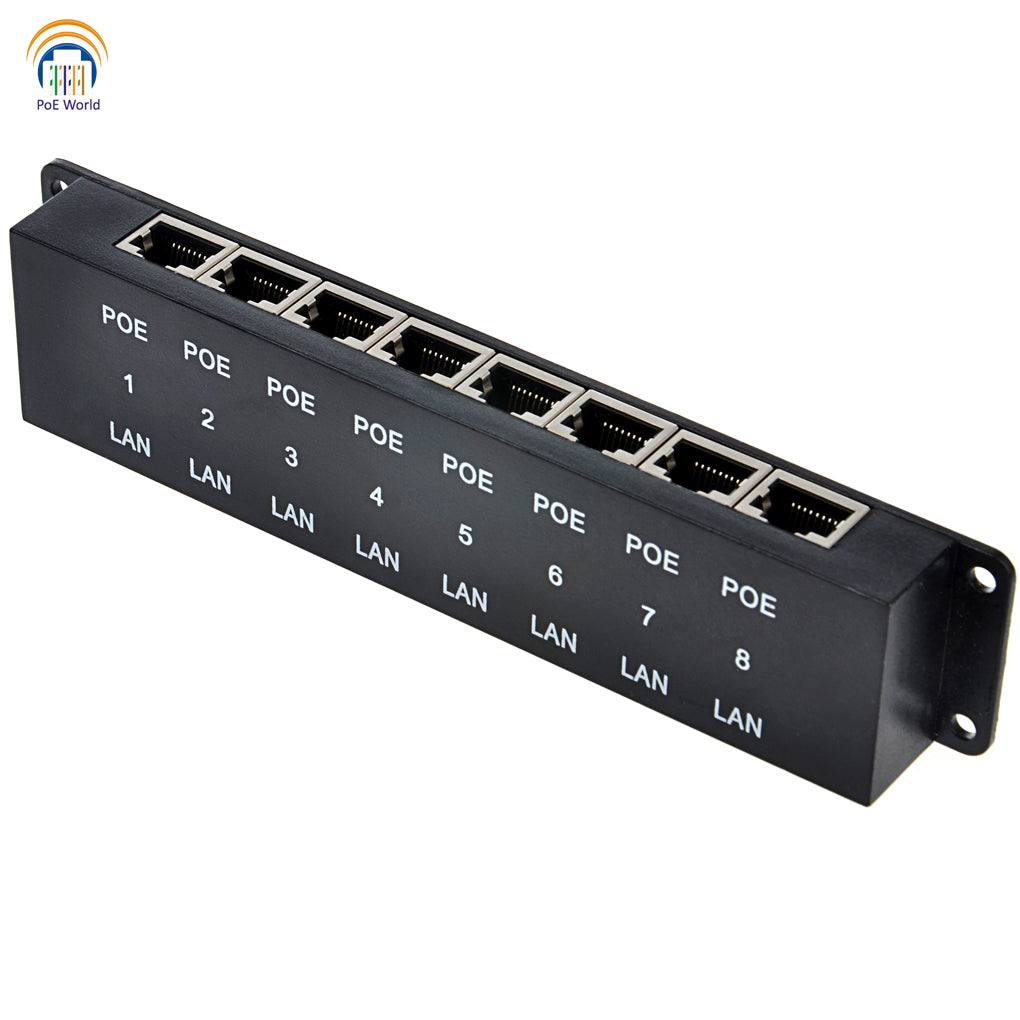 POE-8-ENC 8 Port 10/100mbps Data Speed, Mode B PoE Injector Support 12V-56V Power Input, Power Supply Not Inclueded