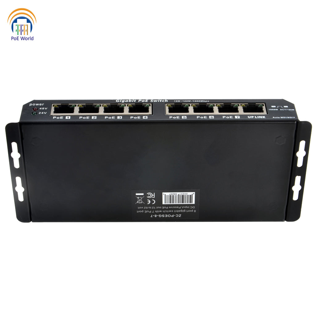 GPOES-8-7 Gigabit PoE Switch with 7 POE Port and 1 Uplink Support Mode A Mode B 24V 48V Output - Power Supply Not Included