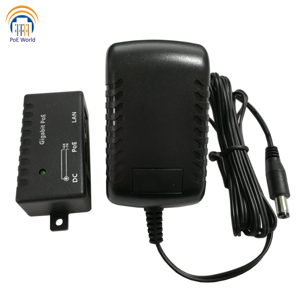GPOE-1-WM-48V15W 1 Port Gigabit POE Injector with 48 Volt 15 Watt Power Supply Output, Mode B Passive POE