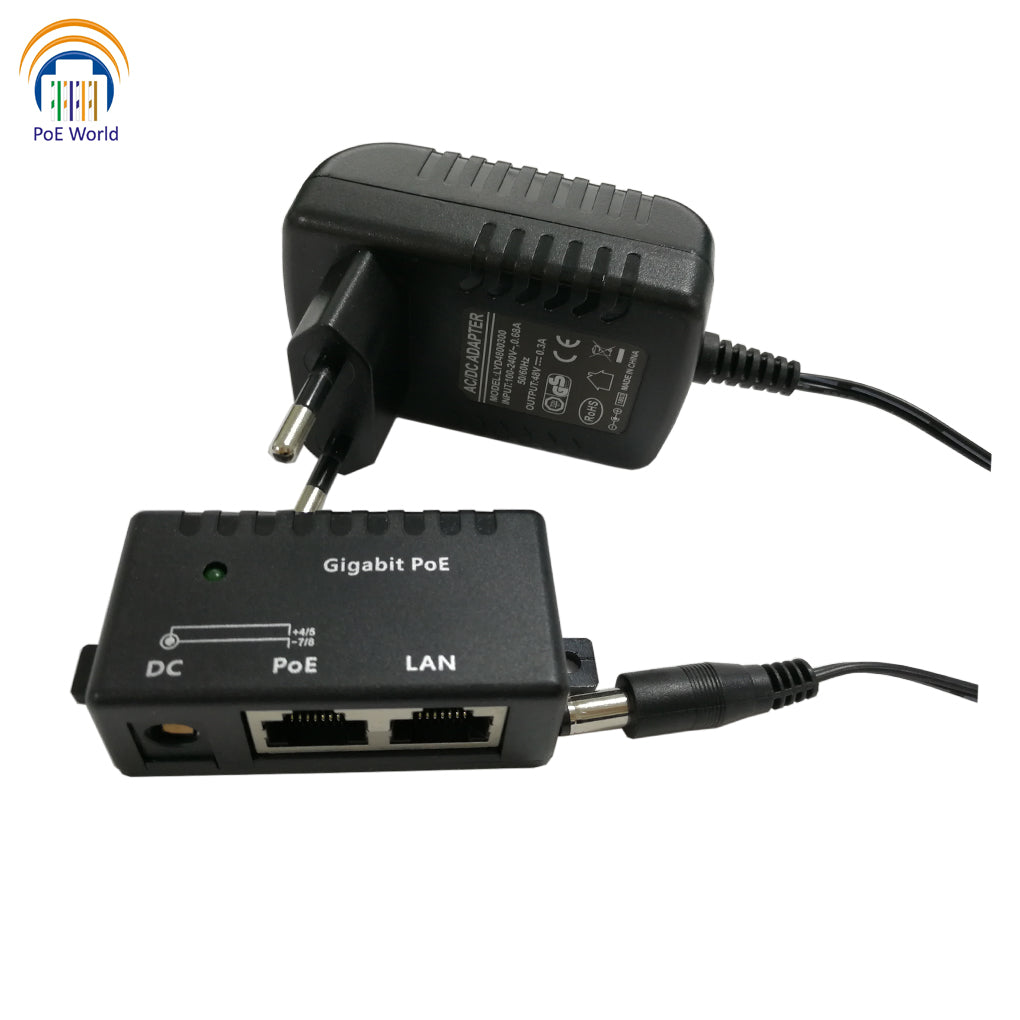 GPOE-1-WM-48V15W 1 Port Gigabit POE Injector with 48 Volt 15 Watt Power Supply Output, Mode B Passive POE