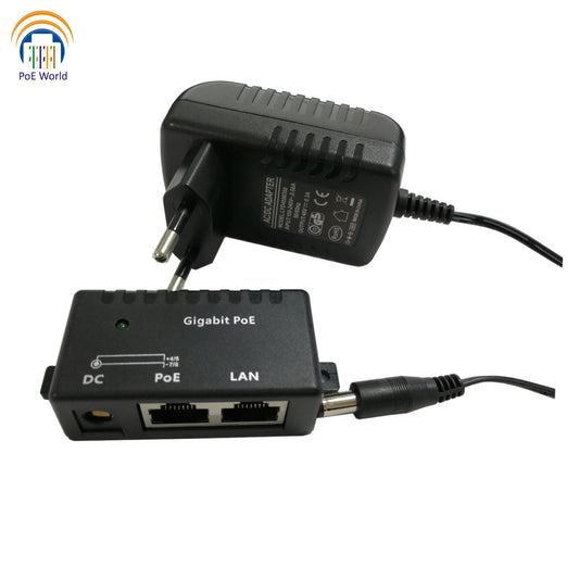GPOE-1-WM-48V15W 1 Port Gigabit POE Injector with 48 Volt 15 Watt Power Supply Output, Mode B Passive POE