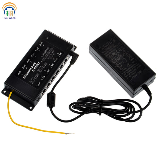 GPOE-6-AB-48v60w 6 Port Passive Gigabit Security PoE Injector 1000Mbps 802.3af With 48V 60W Power Supply for 48Volt IP Camera