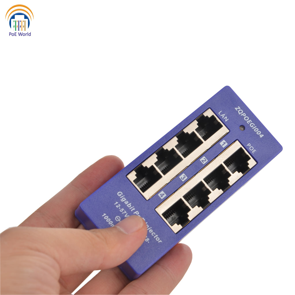 GPOE-4B 4 Port Gigabit PoE Injector Multi-port Midspan Injector, Support Mode B Passive 24 Volt 48 Volt PoE- Not Include Power Adapter