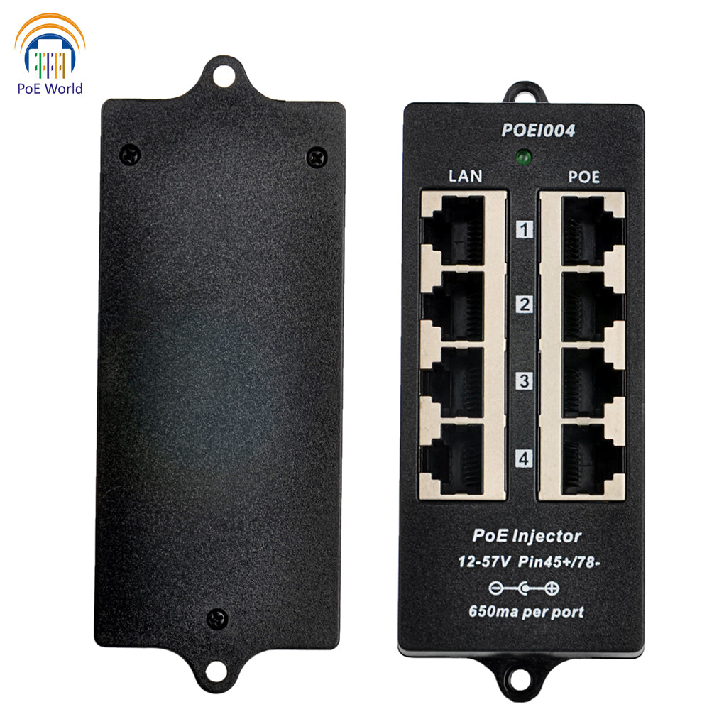 POE-4 PoE Injector 4 Port Passive Mode B Power Over Ethernet Injector - Power Adapter Not Included