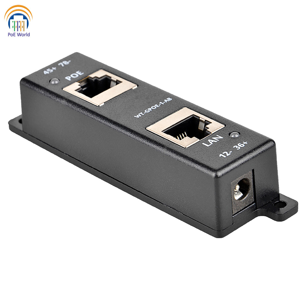 GPOE-1-AB-48v30w Gigabit PoE Injector or Splitter, Dual Mode A and B, Power on all 4 pairs, Included Power supply (48Volt 30Watt ), for up to 30 watts total