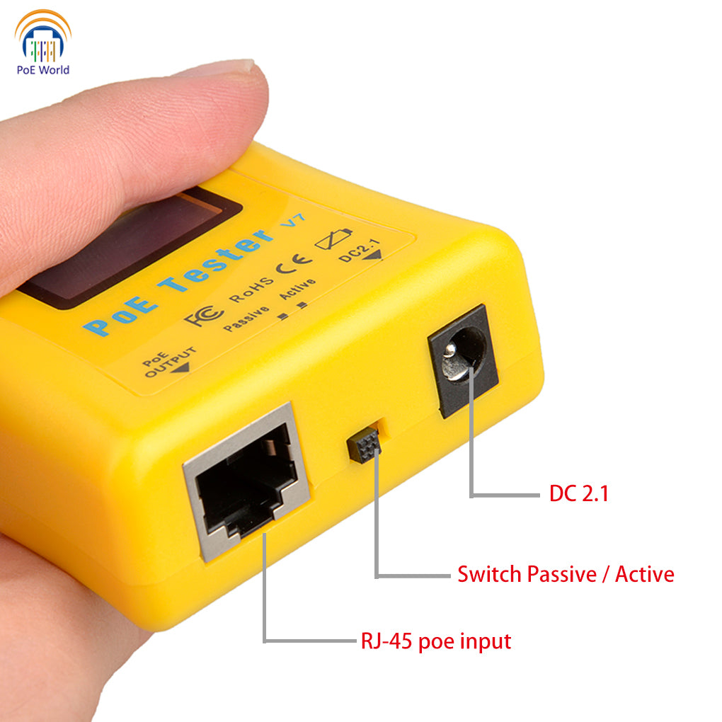 Portable PoE Tester Pocket-Sized PoE Detector Bundle Inline PoE Voltage & Current Tester PoE Detector for CCTV installation