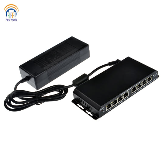 8 Port Gigabit PoE Switch With 24 Volt 48 Volt Power Supply Set for Up to 7pcs IP Cameras, 60 Watt 120 Watt Power Adapter for Option