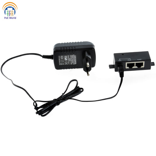 POE-1-WM-48V15W  Single Port PoE Injector 10/100mbps Data Speed Mode B PoE, Included 48 Volt 15 Watt Power Supply
