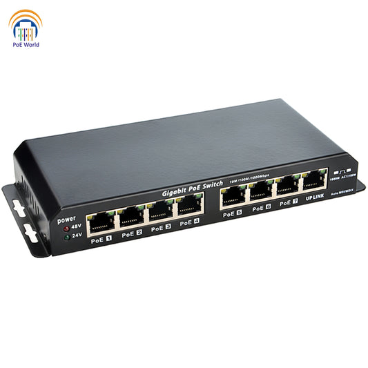 GPOES-8-7 Gigabit PoE Switch with 7 POE Port and 1 Uplink Support Mode A Mode B 24V 48V Output - Power Supply Not Included