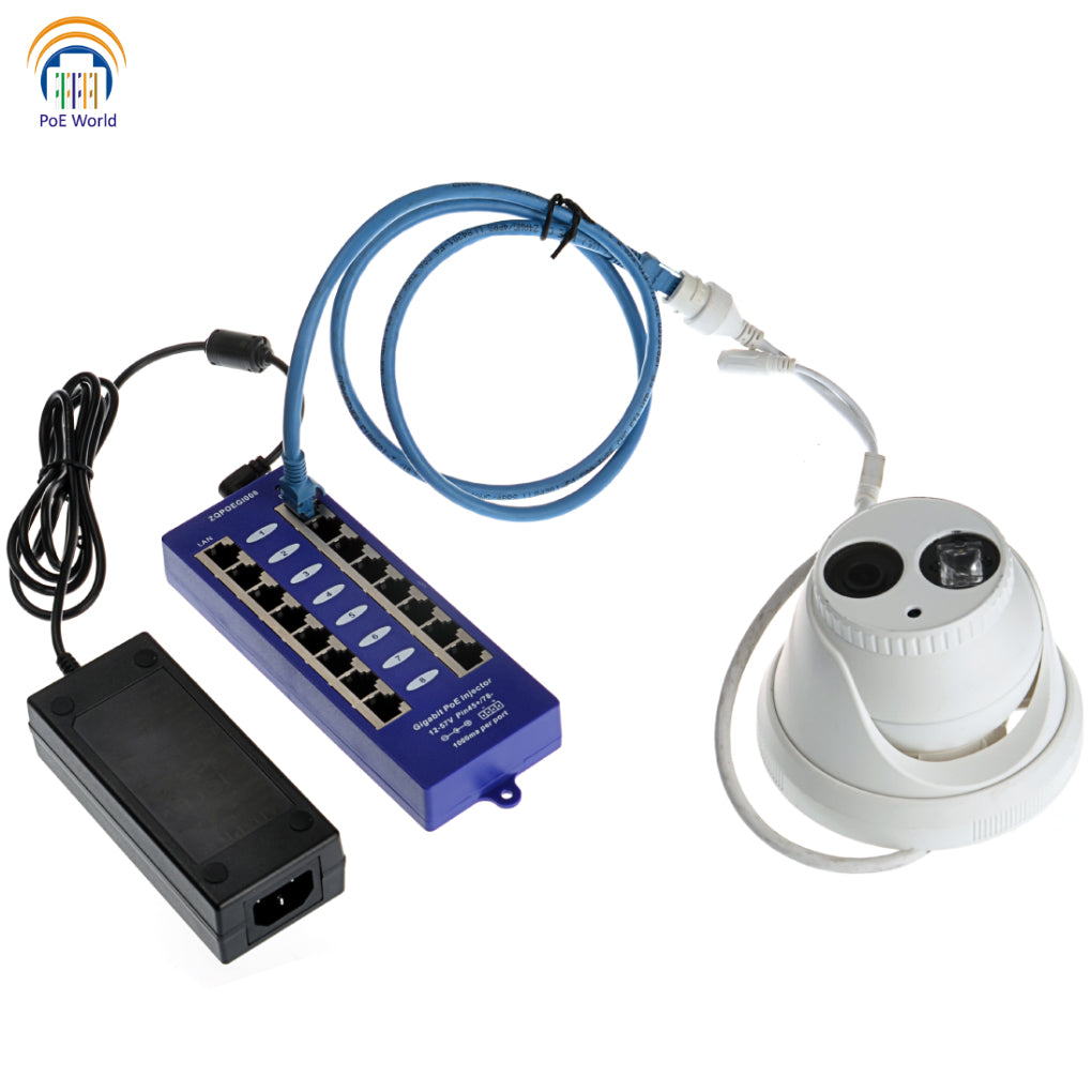GPOE-8-48V60W 8 Port Gigabit Passive Power over Ethernet Injector for Ubiquiti Mikrotik Include 48 Volt 60 Watt Power Adapter