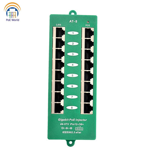GAT-8 IEEE 802.3at Active Gigabit PoE+ Injector Power Over Ethernet Injector Plus with 60 Watt 120 Watt Power Supply for Option