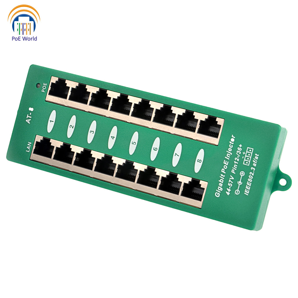 GAT-8 Active Gigabit PoE+ Injector Mode A 10/100/1000mbps IEEE802.3at Standard PoE Injector-Power Supply Not Included