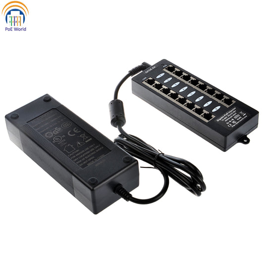 802.3af Passive Gigabit 8 Port PoE Injector with Power Supply, Mode A Operation, 60 Watt 120 Watt Power Supply for Option