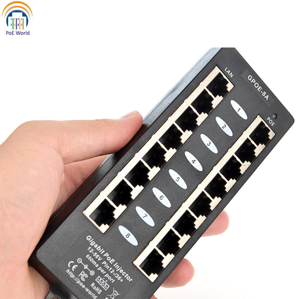 GPOE-8 10/100/1000mbps Mode A Gigabit PoE Injector IEEE802.3af Power Over Ethernet Injector-Power Supply Not Inclueded