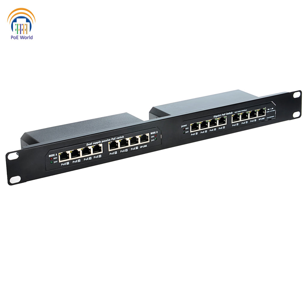 GPOES-8-7 Gigabit PoE Switch with 7 POE Port and 1 Uplink Support Mode A Mode B 24V 48V Output - Power Supply Not Included