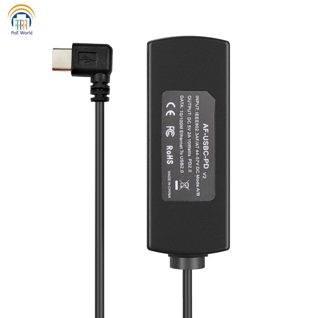 PoE World AF-USBC-PD POE Driver 802.3af/at Input PoE Adapter Delivery Power+Data For iPad mini6 Air 5 With Type-C 5v2a Output