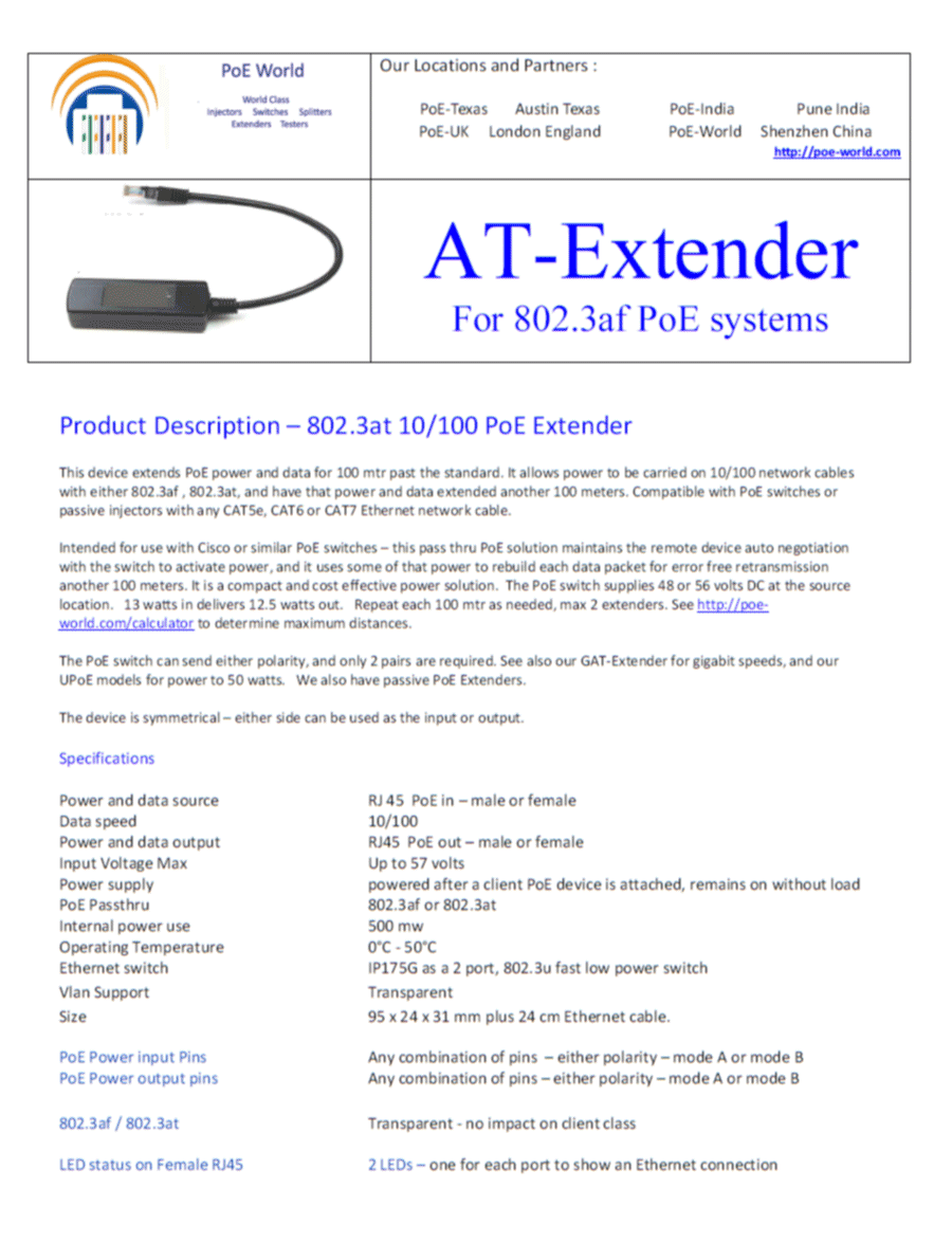 10/100mbps Active PoE Extender-Extend PoE power and data for 100 meters