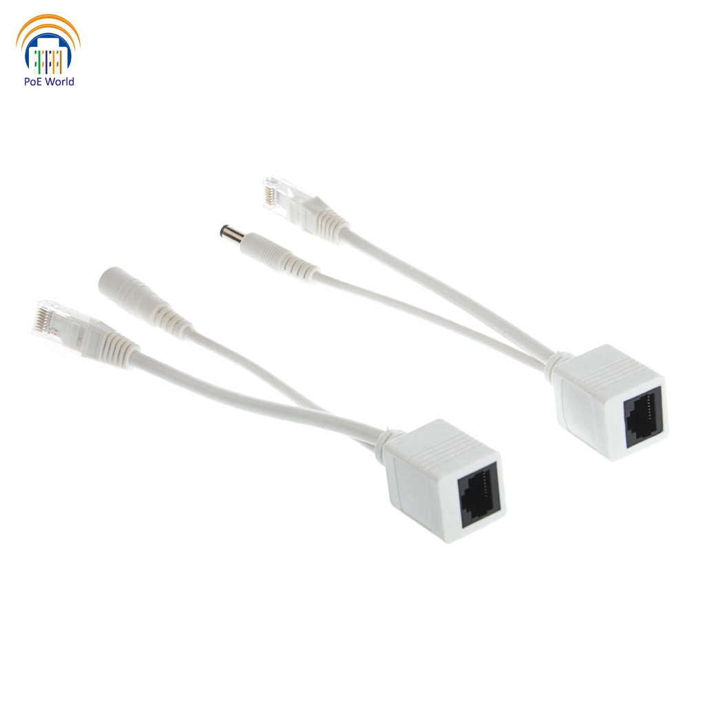 Passive PoE Injector Power Over Ethernet RJ45 Data To RJ45-PoE - White