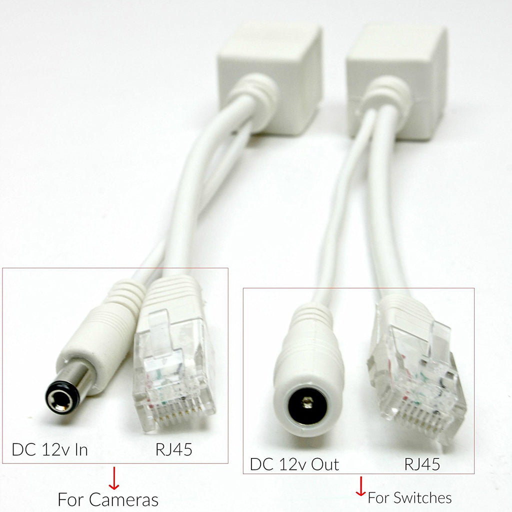 POE-IO POE Cable Passive Power Over Ethernet Adapter Cable POE Splitter Injector 10/100 Mbps 12-48v Input For IP Camera