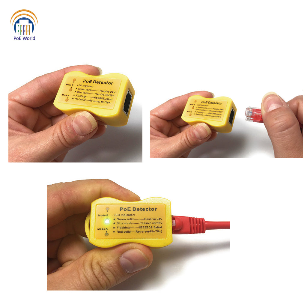 POE-Detector Quickly Identify Power Over Ethernet with RJ-45 LED Indicator Passive 24V, 802.3af/at; 24v/48v