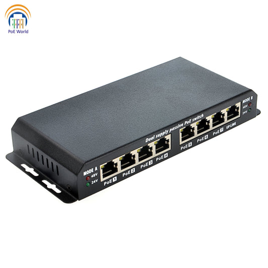 POES-8-7 Passive PoE Switch 100mbps Data Speed with 1 Uplink and 7 PoE Port - Power Supply Not Included