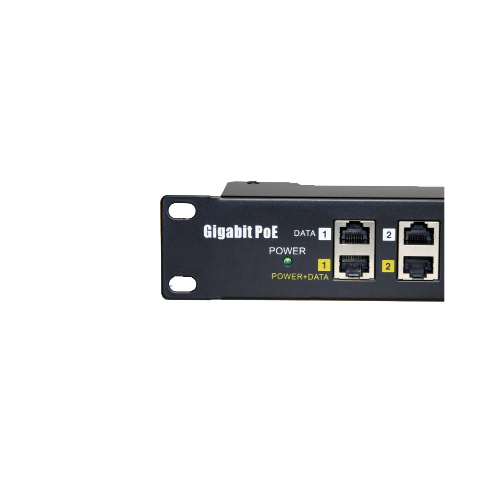 GPOE-12-1U 12 Port Gigabit PoE Injector Mode A Mode B Operation, 12V-56V Input For Up to 12pcs IP Camera- Power Supply Not Included