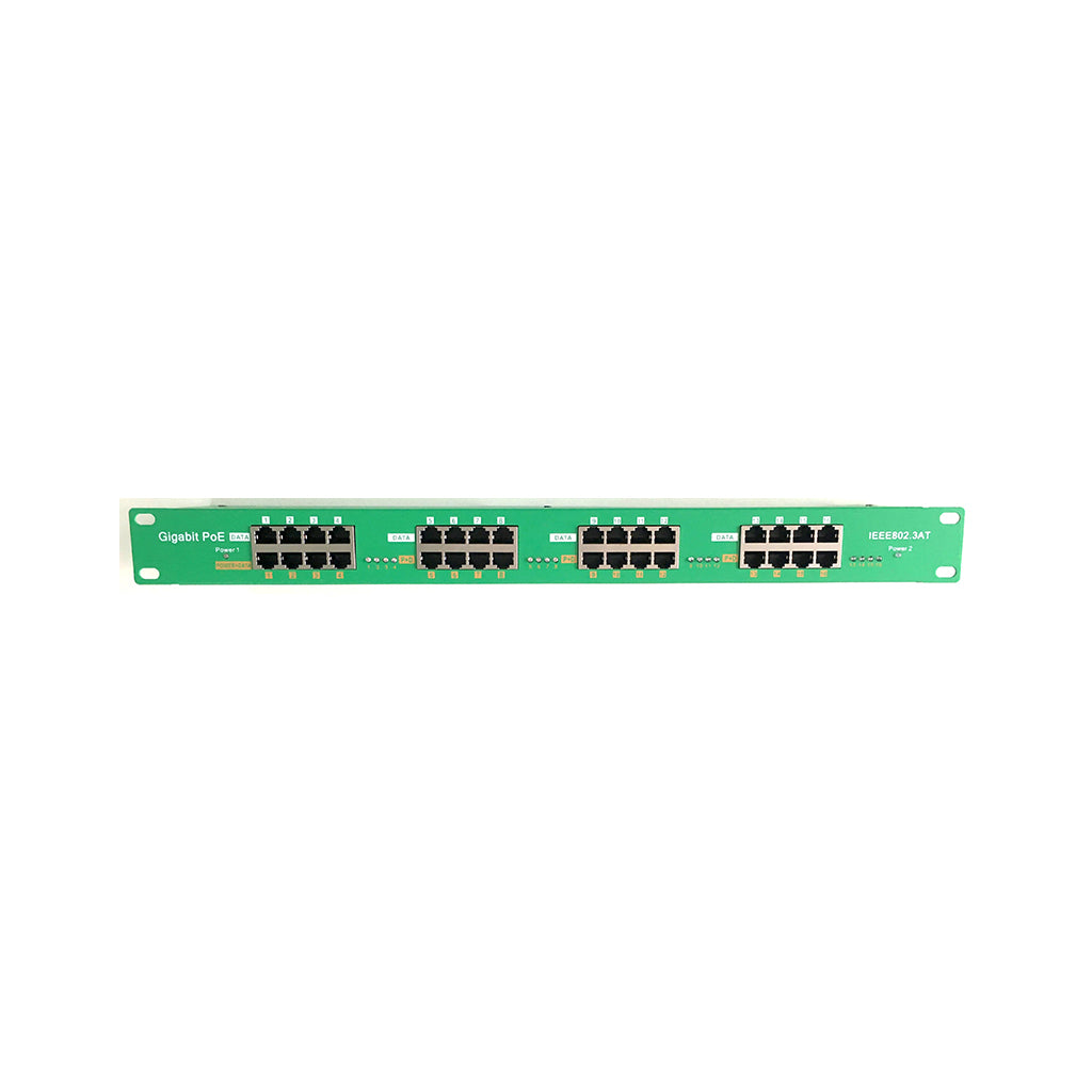 Rack Mount 16 Port Gigabit PoE+ Injector with 56 Volt Power Supply Active PoE Moe A Operation, 120 Watt 240 Watt Power Supply for Option